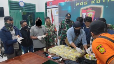 Sabu Seberat 15.5 Kilogram Berhasil di gagalkan,Satgas Pamtas Yonarmed 10 tidak main” berantas Narkoba tindak tegas pengedar sabu.