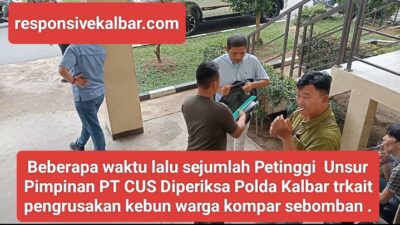 Beberapa waktu lalu sejumlah Petinggi  Unsur Pimpinan PT CUS Diperiksa Polda Kalbar trkait pengrusakan kebun warga kompar sebomban .